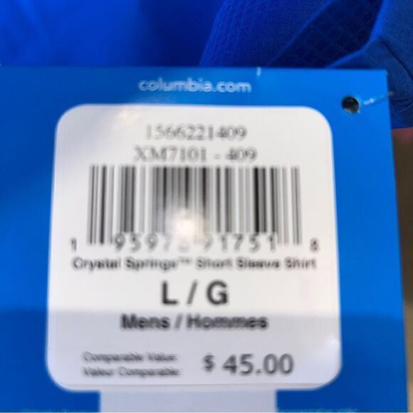 New Crystal springs 100% poly Blue Columbia PFG Performance fishing SS shirt L - Picture 5 of 7